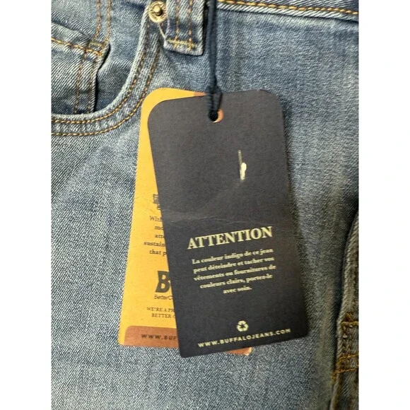 Buffalo Mens Ash Blue Stretch Comfort Veined and Crinkled Slim Jeans Size 34x30